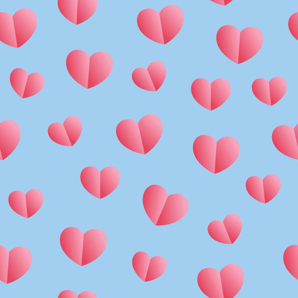 forma de papel de patrón de corazón sobre fondo azul. corte de papel de amor rosa transparente para bodas, mujeres, madres y el día de san valentín vector