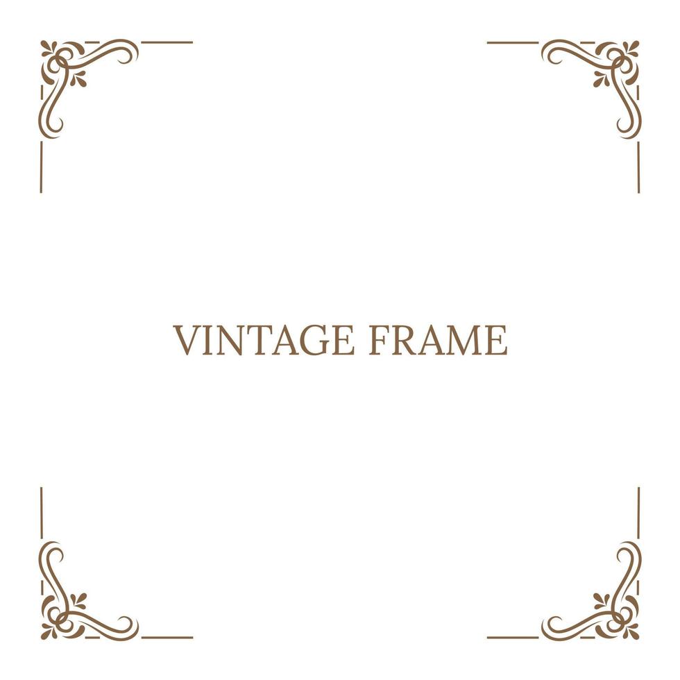 Vintage Frame Elements Border. Gold Square Corner vector