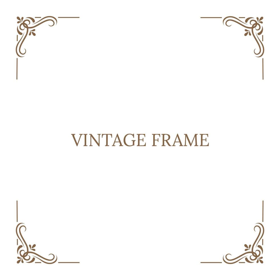 Vintage Frame Elements Border. Gold Square Corner vector