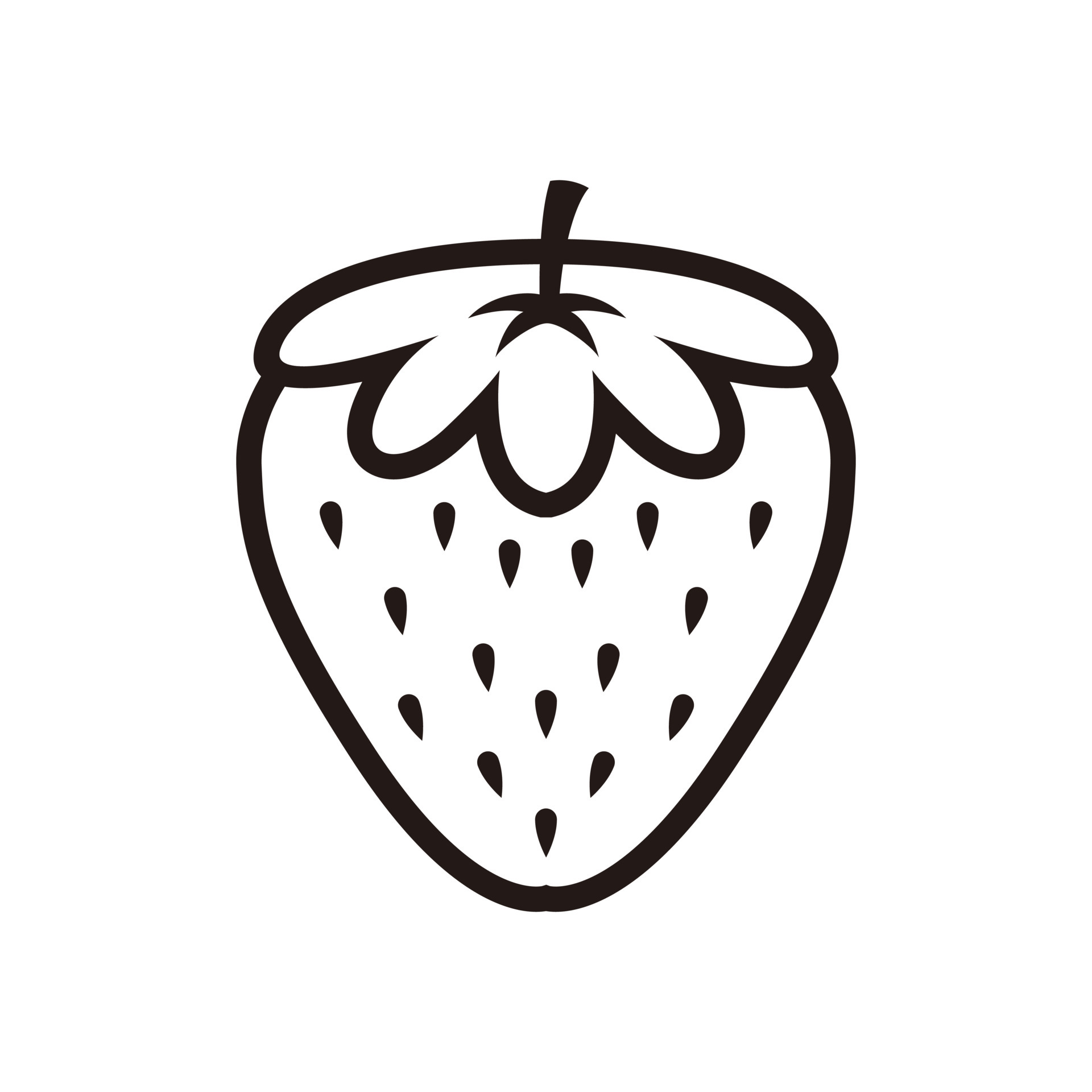 Cute Strawberry Coloring Book Vector. Line art of Healthy Berry Black