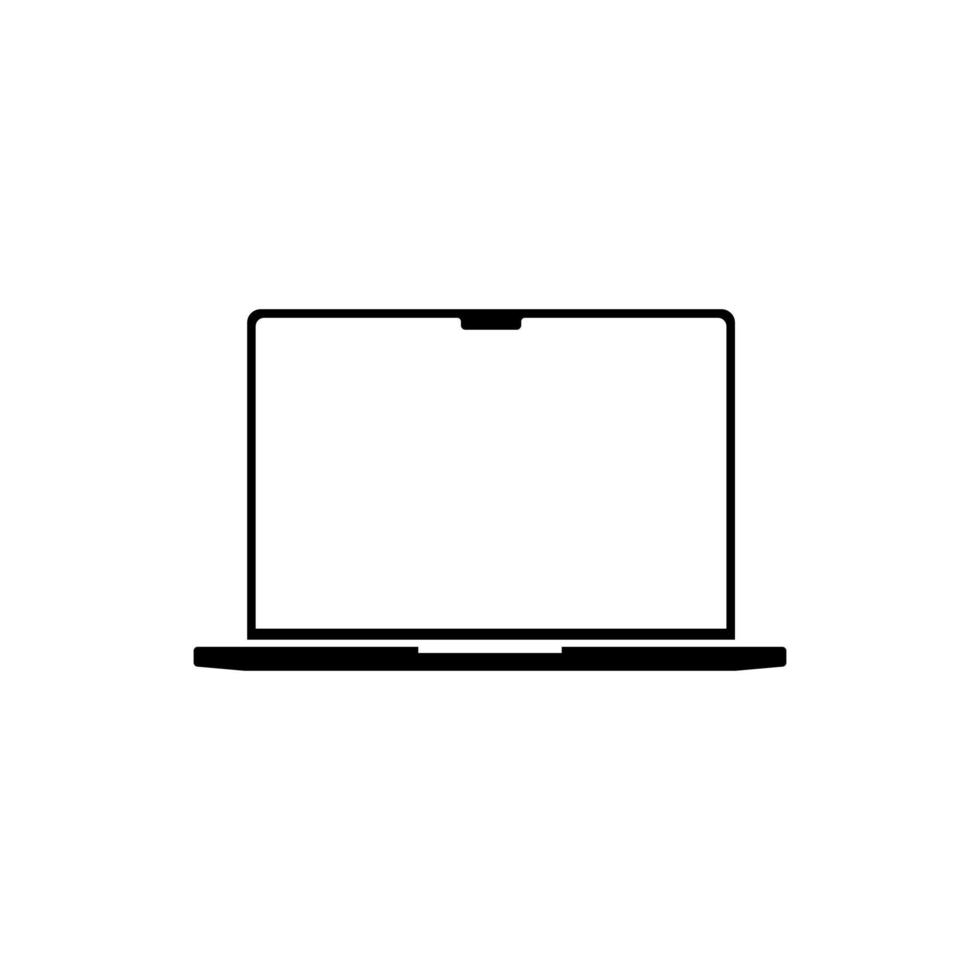 nuevo diseño de símbolo de portátil. icono de portátil con el chipset más rápido. cuaderno simple con ilustración de muesca de cámara vector