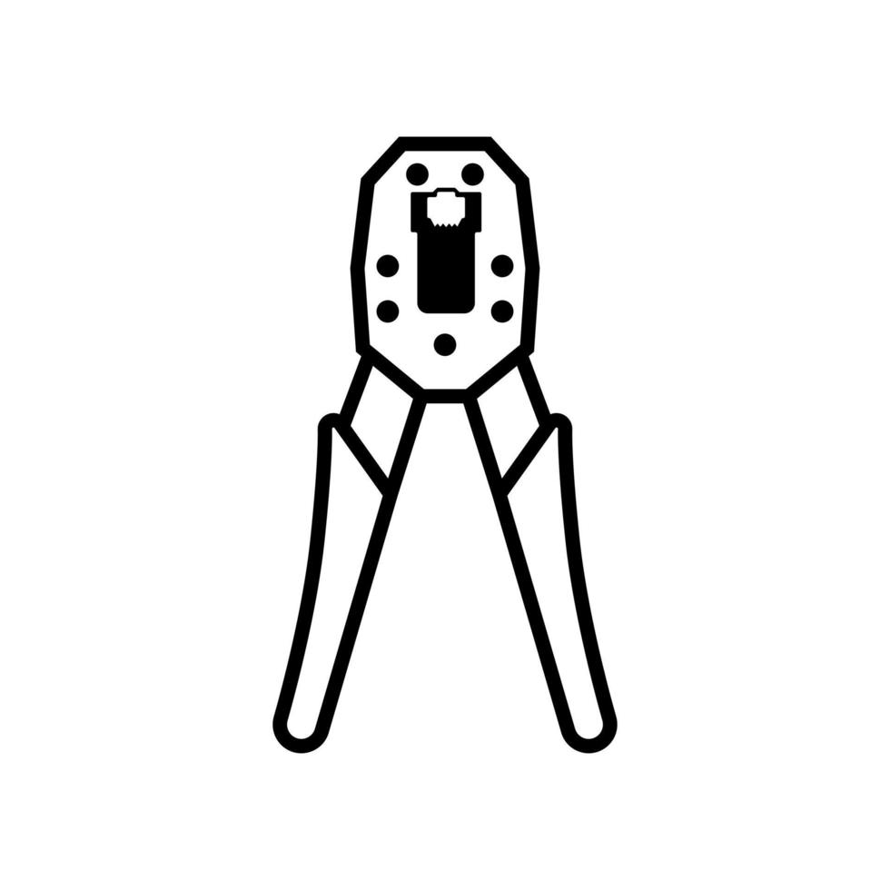 Modular plug crimpers Icon for RJ 45, Crimper symbol, Crimping RJ45 LAN cable with Twisting Cable Tool vector