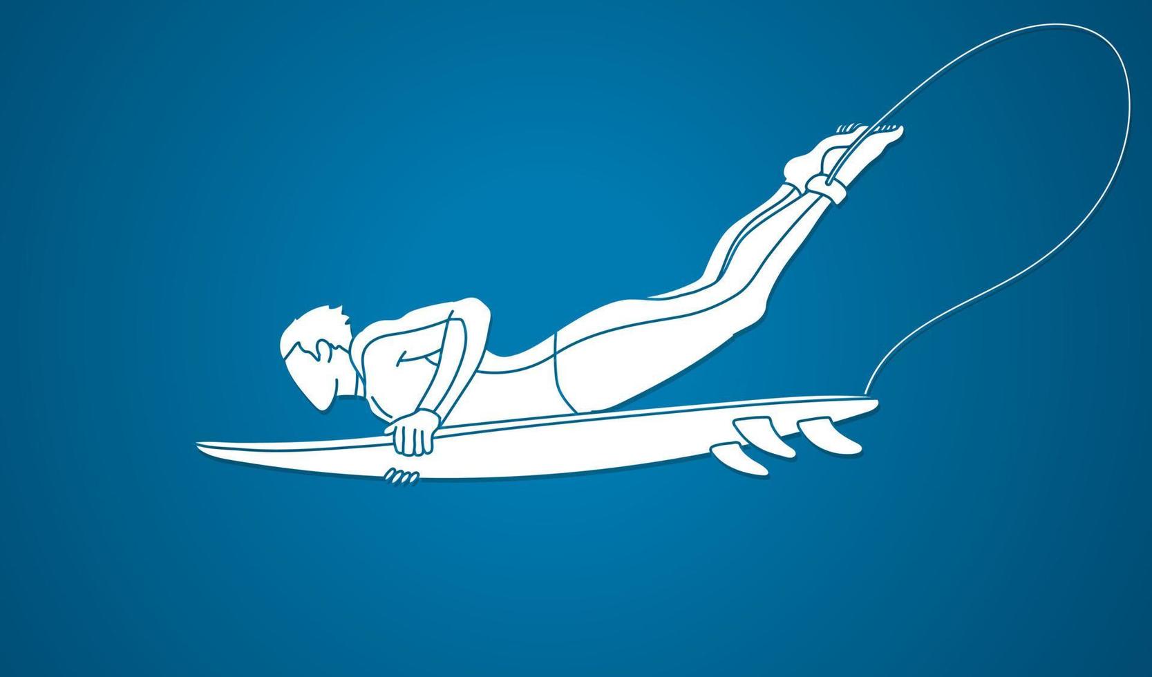 Shadow Surfer Surfing Sport Player Action vector