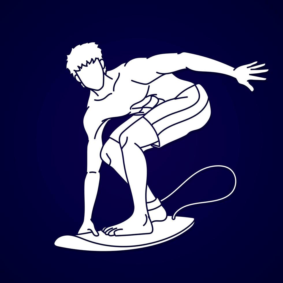 Surfer Surfing Sport Player Action vector