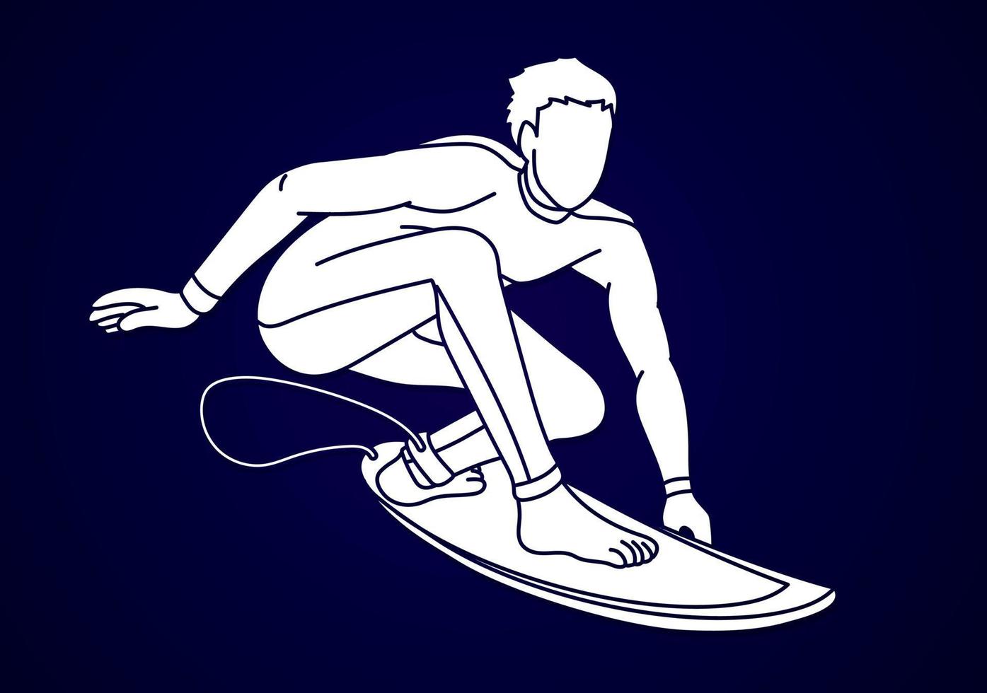 Shadow Surfer Surfing Sport Player Action vector