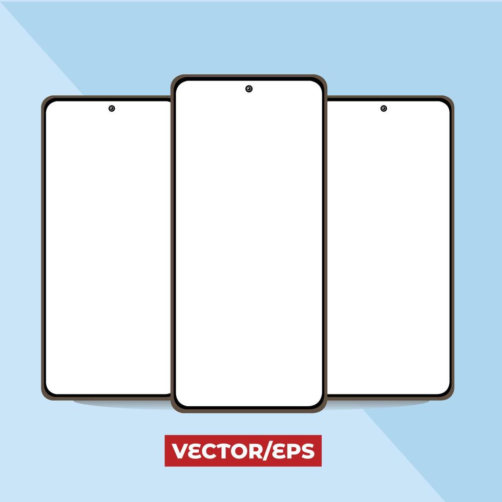 Realistic smartphone empty screen front view with blue Background. vector template or vector illustration