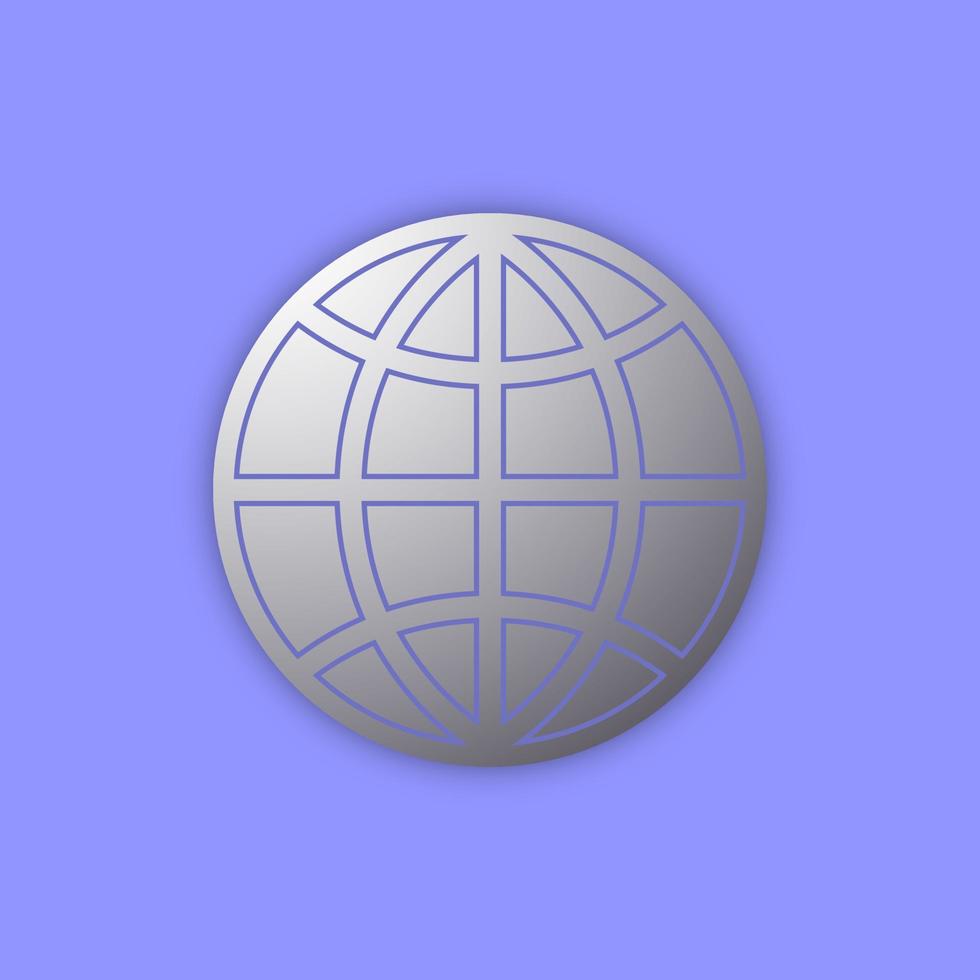 Silver globe icon illustration vector