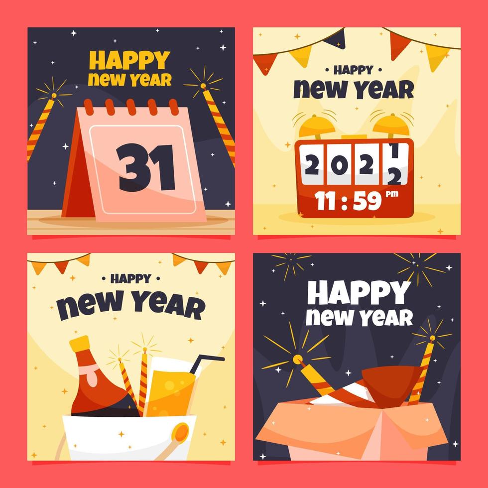 New Year Social Media Posts Template vector