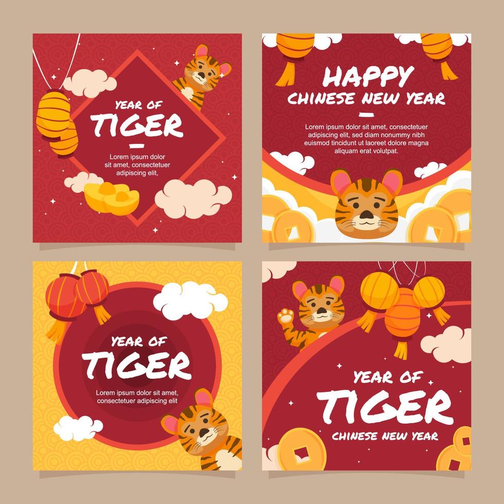 Chinese New Year Social Media Posts vector