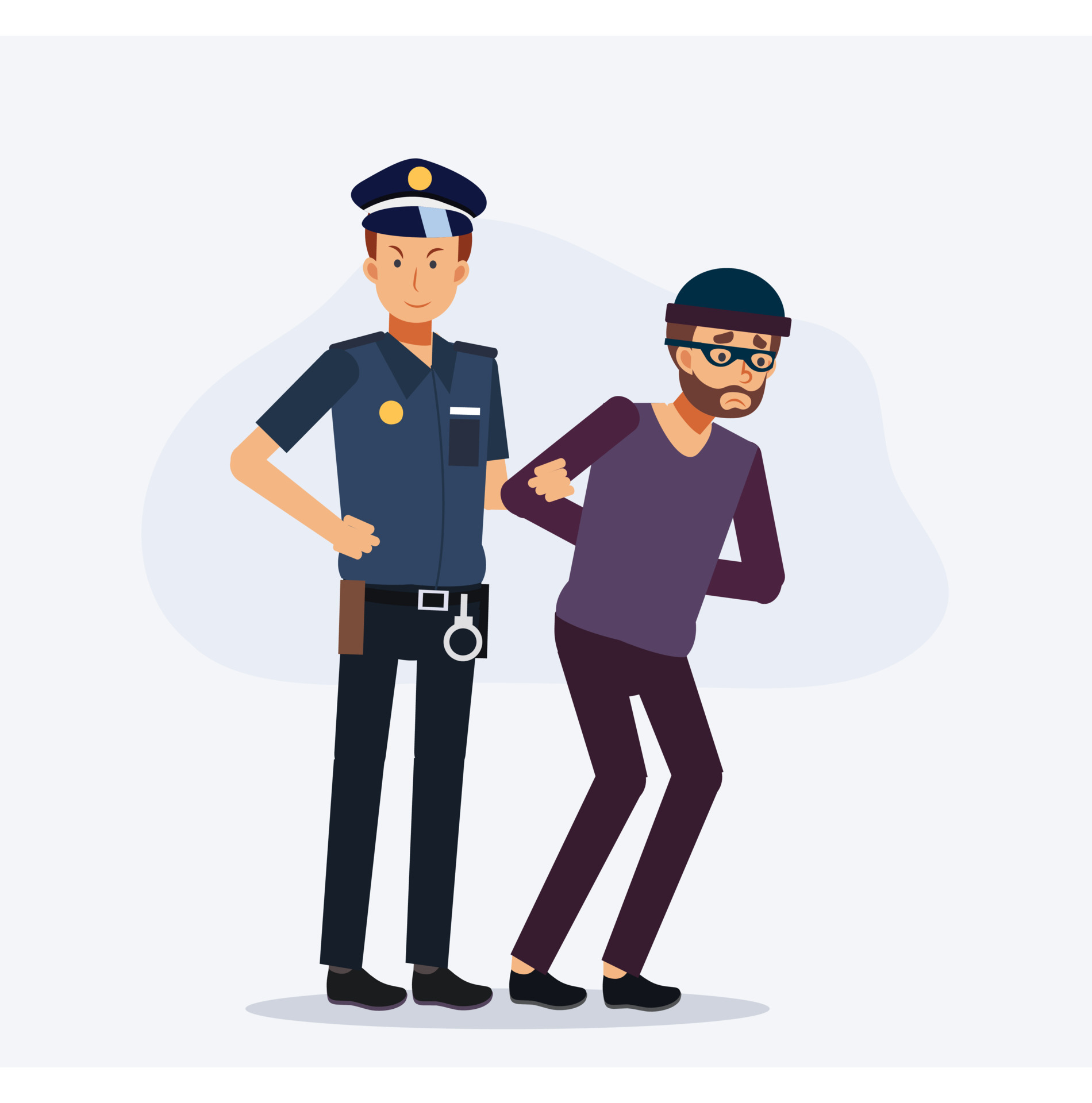 Policeman,security guard, caught the  holding robber   vector 2d cartoon character illustration 4374622 Vector Art at  Vecteezy