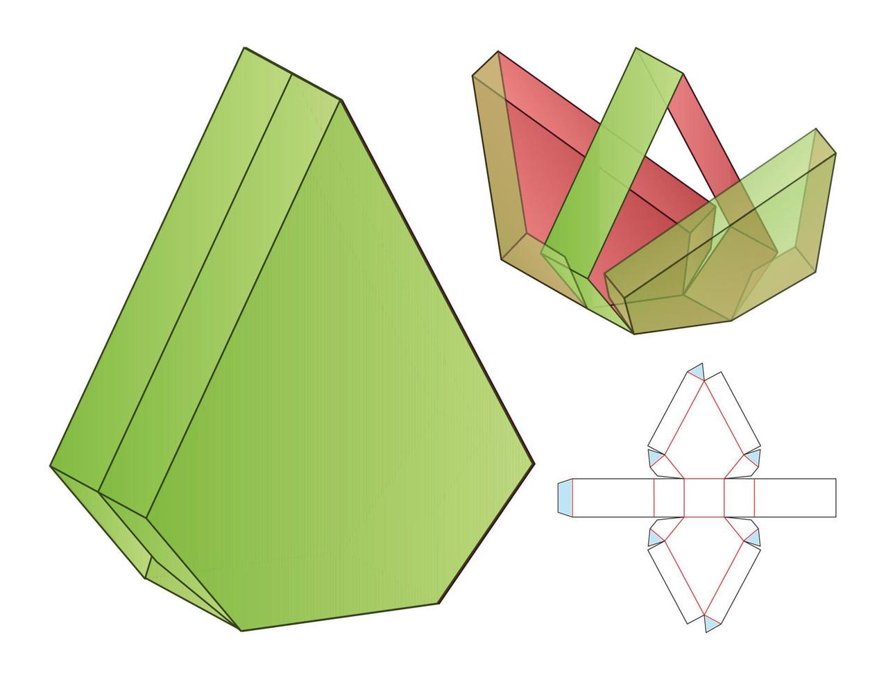 Box packaging die cut template design. 3d mock-up vector