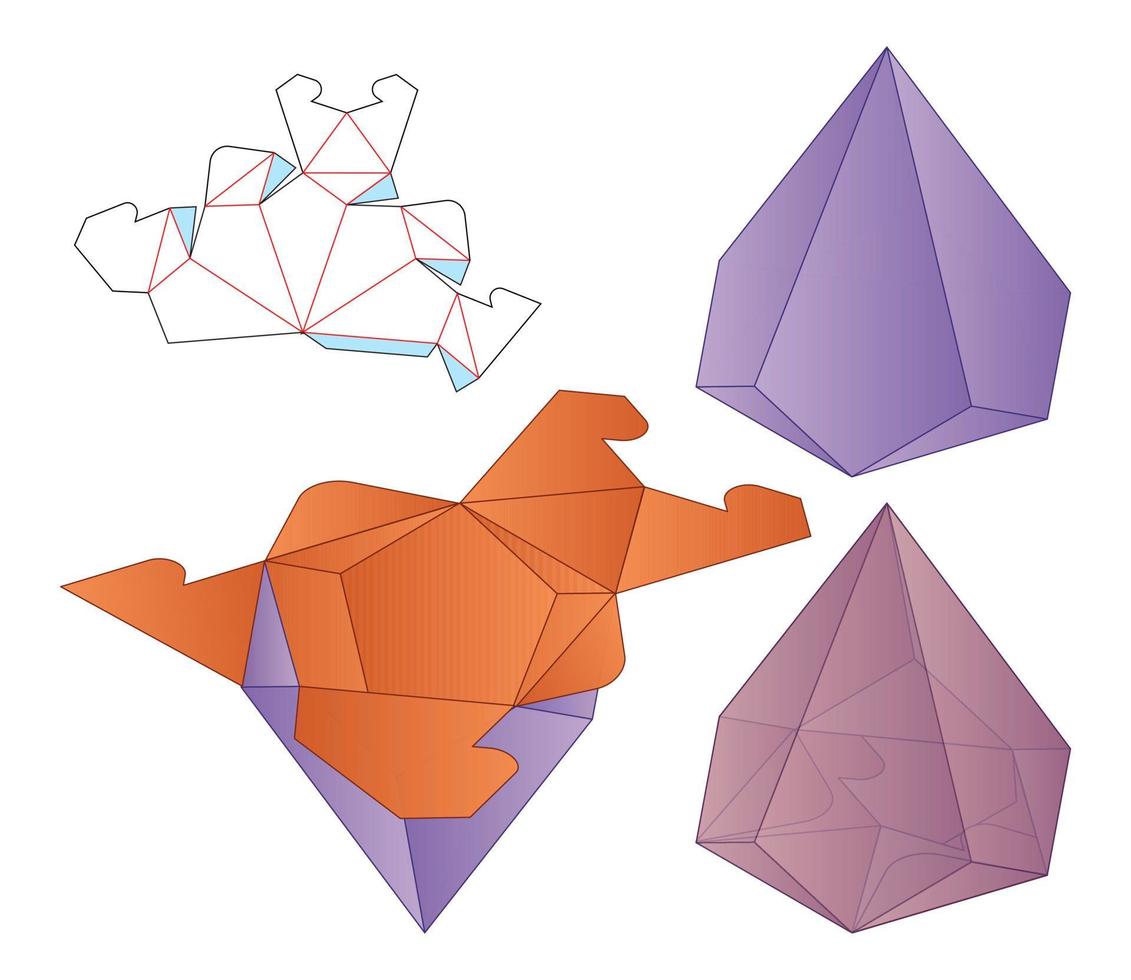 diseño de plantilla troquelada de embalaje de caja. Maqueta 3d vector