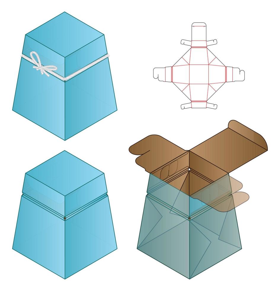 diseño de plantilla troquelada de embalaje de caja. Maqueta 3d vector