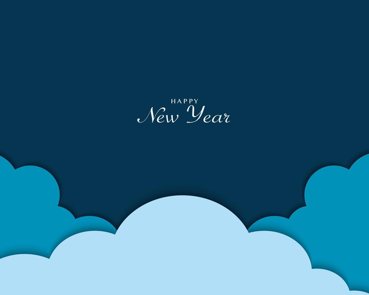 feliz año nuevo plantilla de saludo simple nube vector