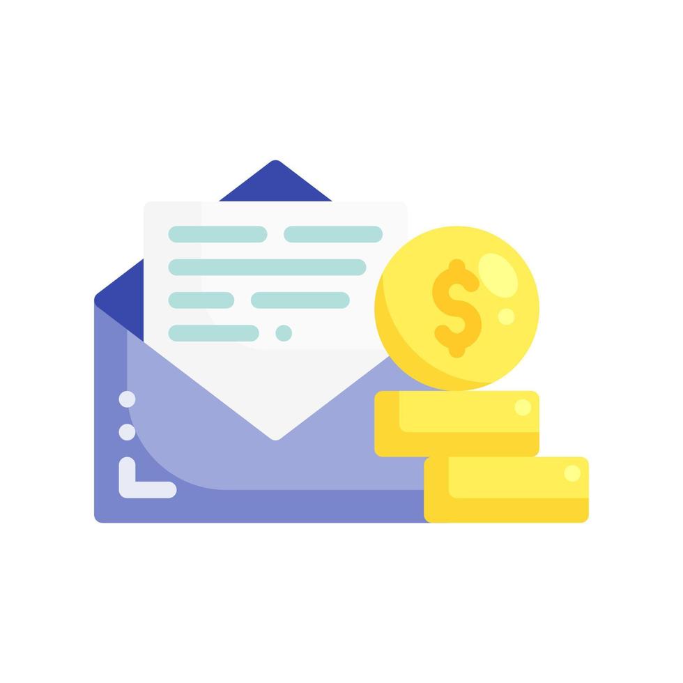 Envelope with money icon in flat style. Vector illustration of business message