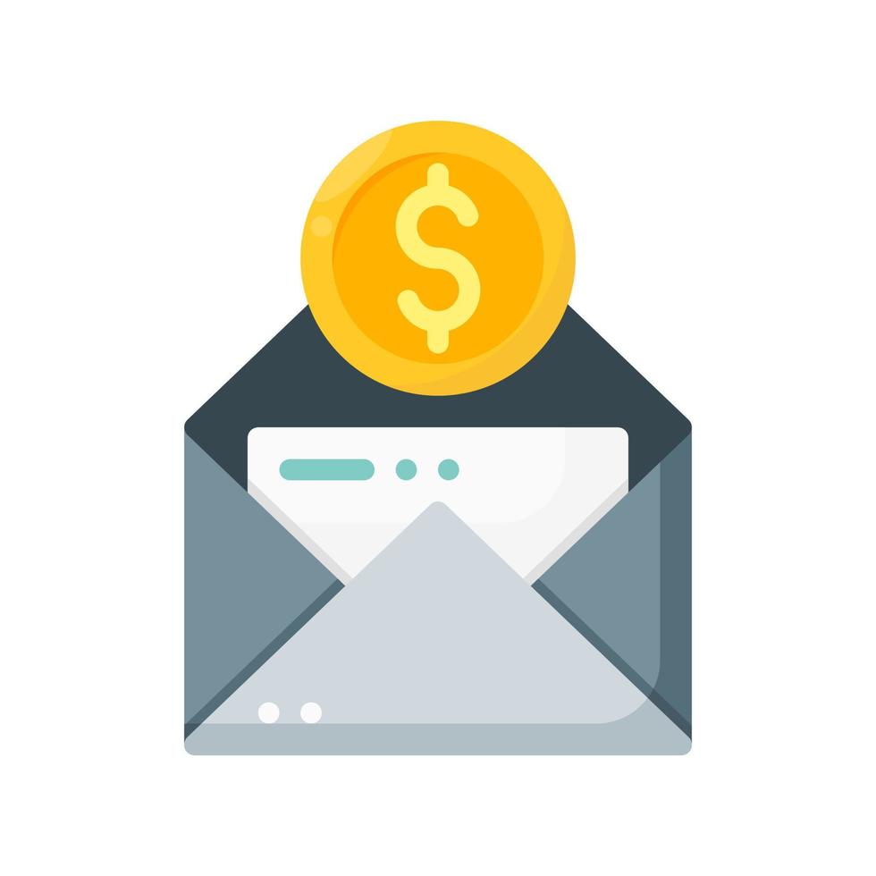 Envelope with money icon in flat style. Vector illustration of business message