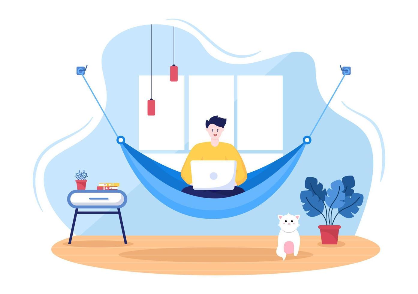 People Lying on Hammock Illustration vector