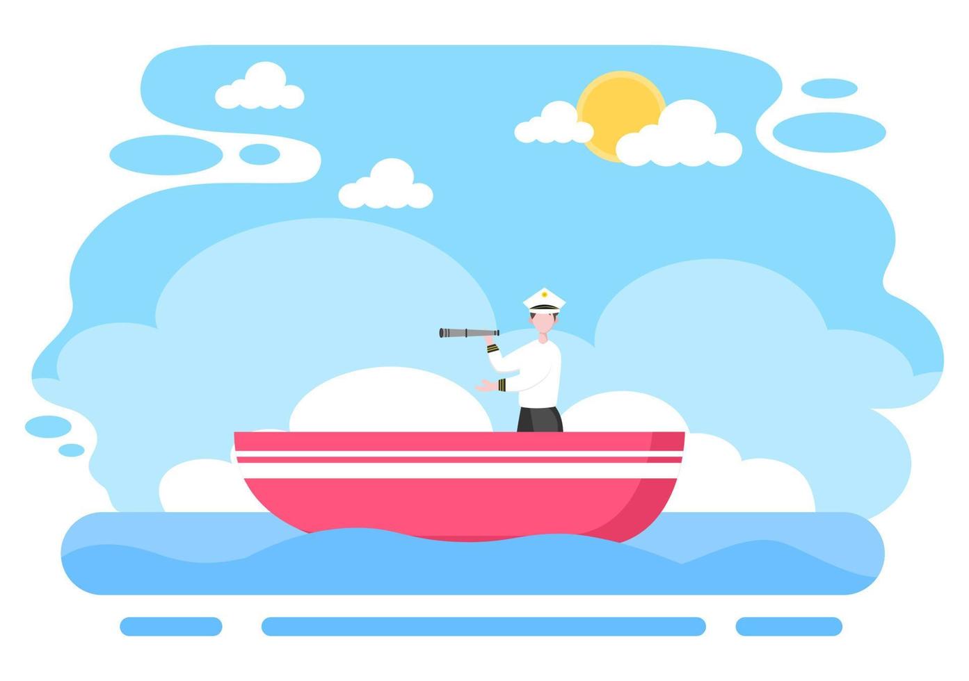 Sailing Boat with Sea or Lake View Illustration vector
