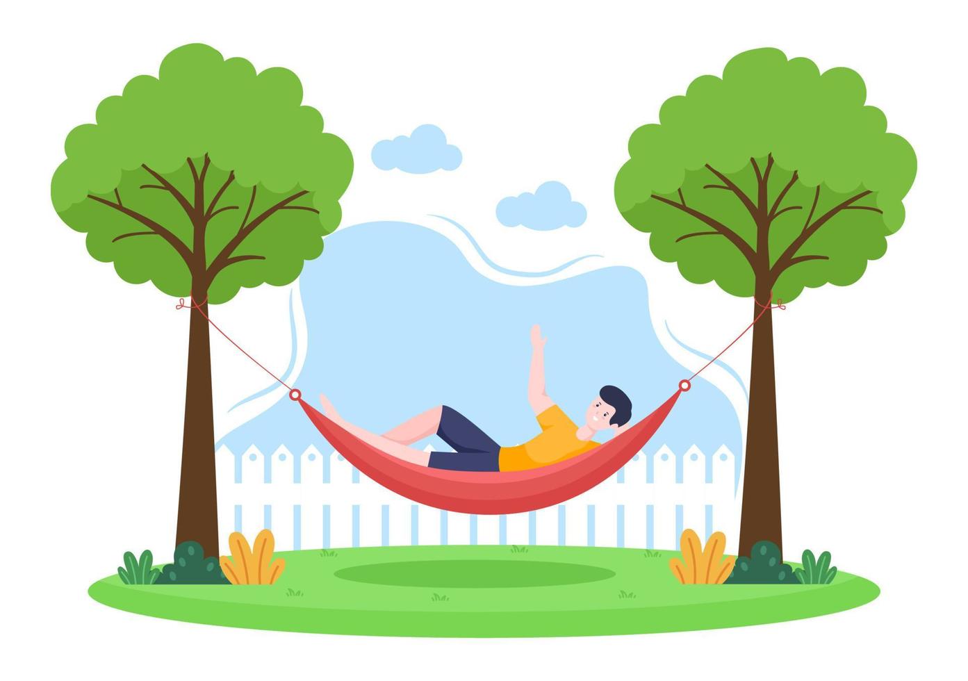 People Lying on Hammock Illustration vector