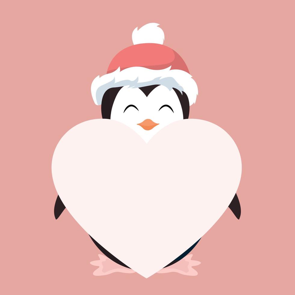 Penguin valentines card with dedication to write vector