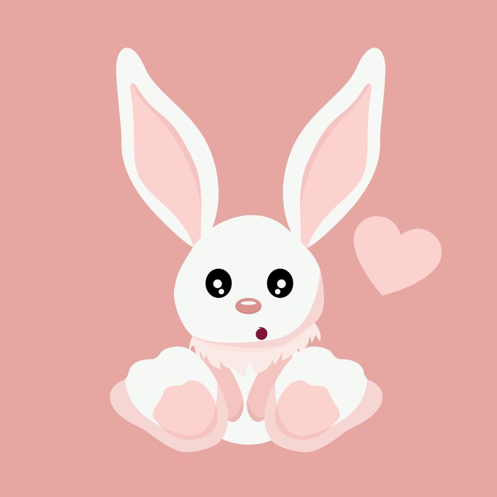 Beautiful baby rabbit valentines card vector