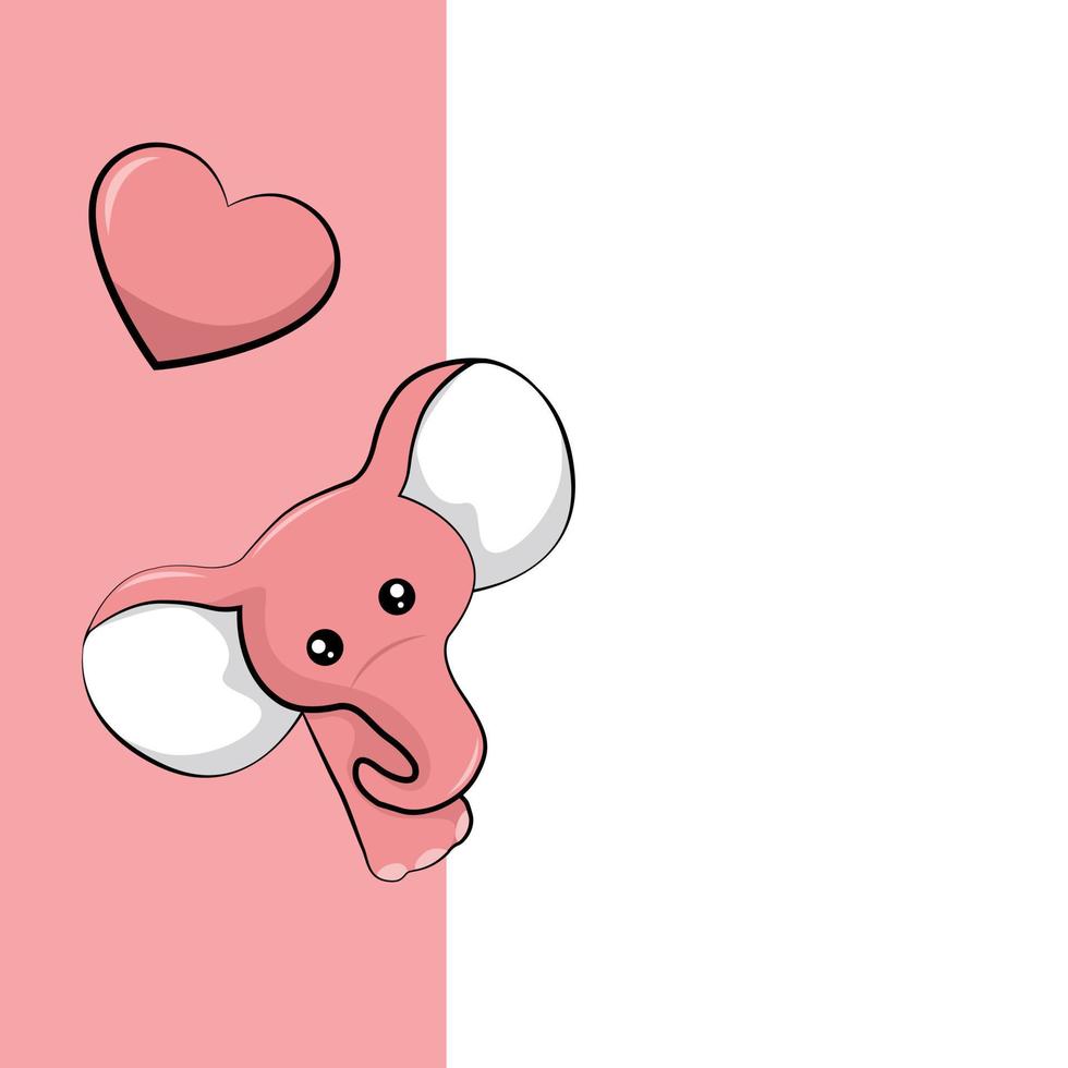 Beautiful baby elephant valentine card to write dedication vector