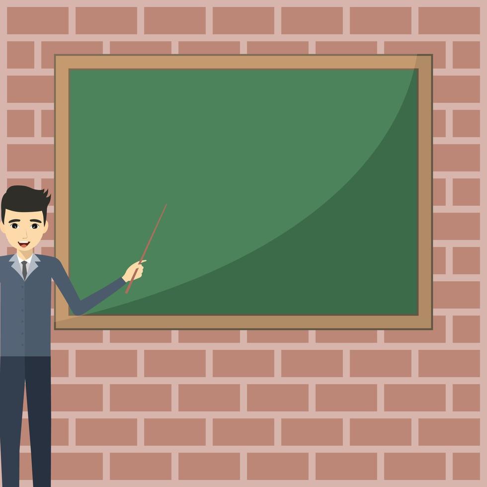 Teacher teaching on his blackboard vector