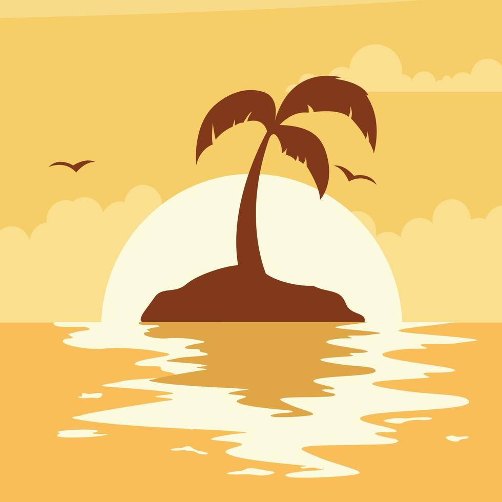 Beautiful summer sunset with sun on the beach vector