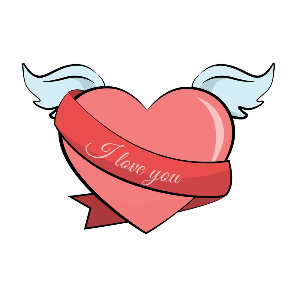 Heart valentines card with wings vector