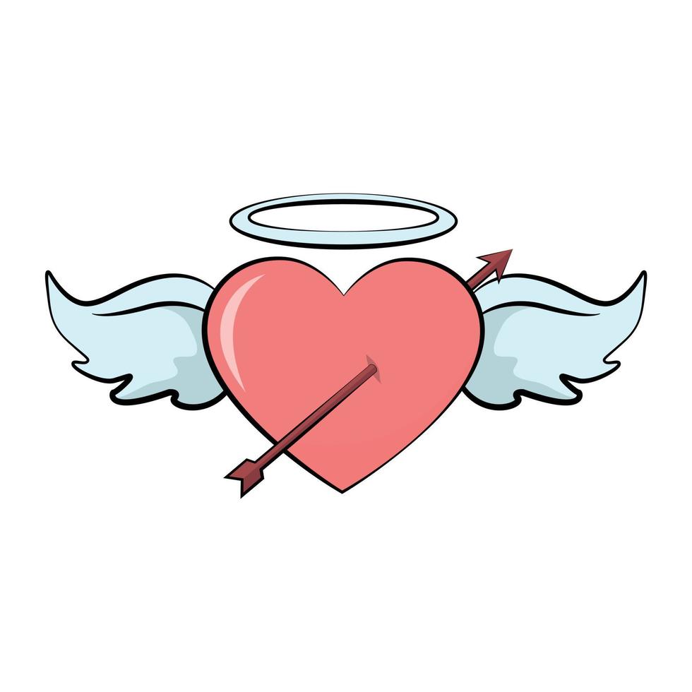 Valentines heart card with arrow wings vector