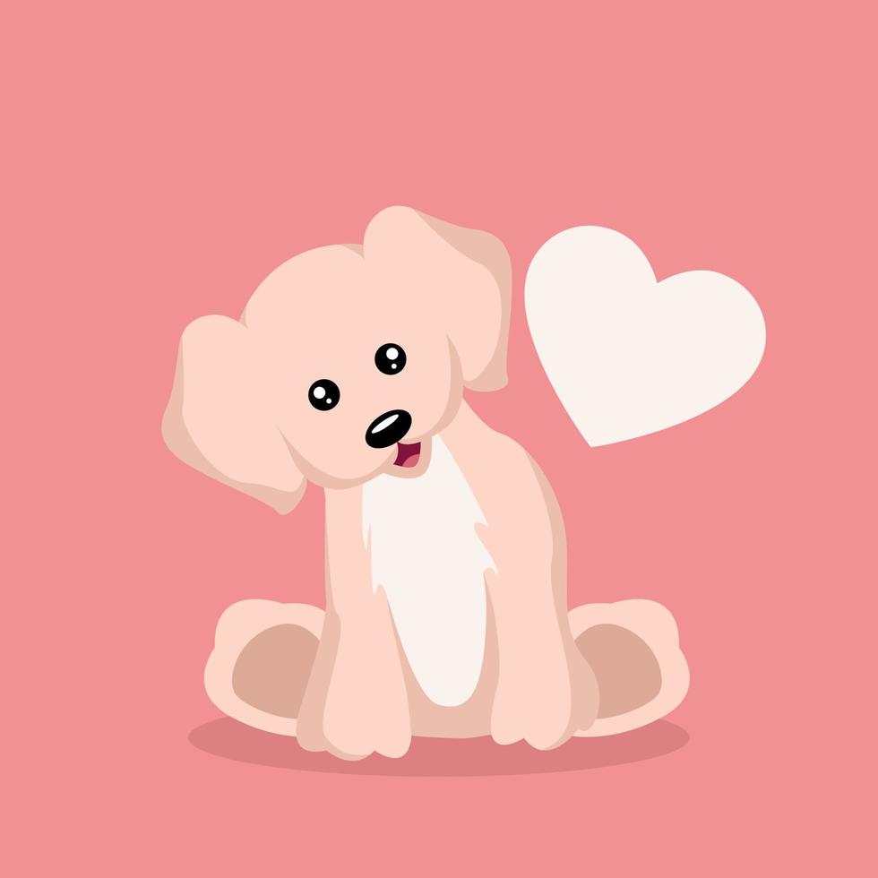 hermoso, perrito, perro, tarjeta de san valentín vector