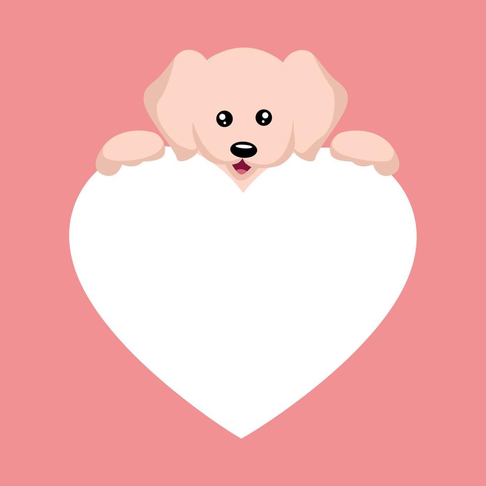 hermosa tarjeta de san valentín cachorro bebé para escribir dedicación vector