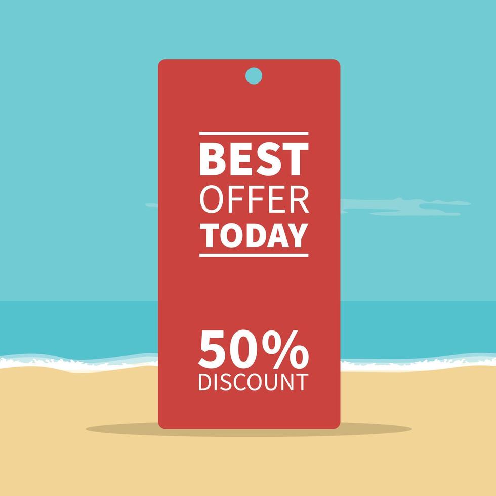 Summer sale poster on beach holiday vector