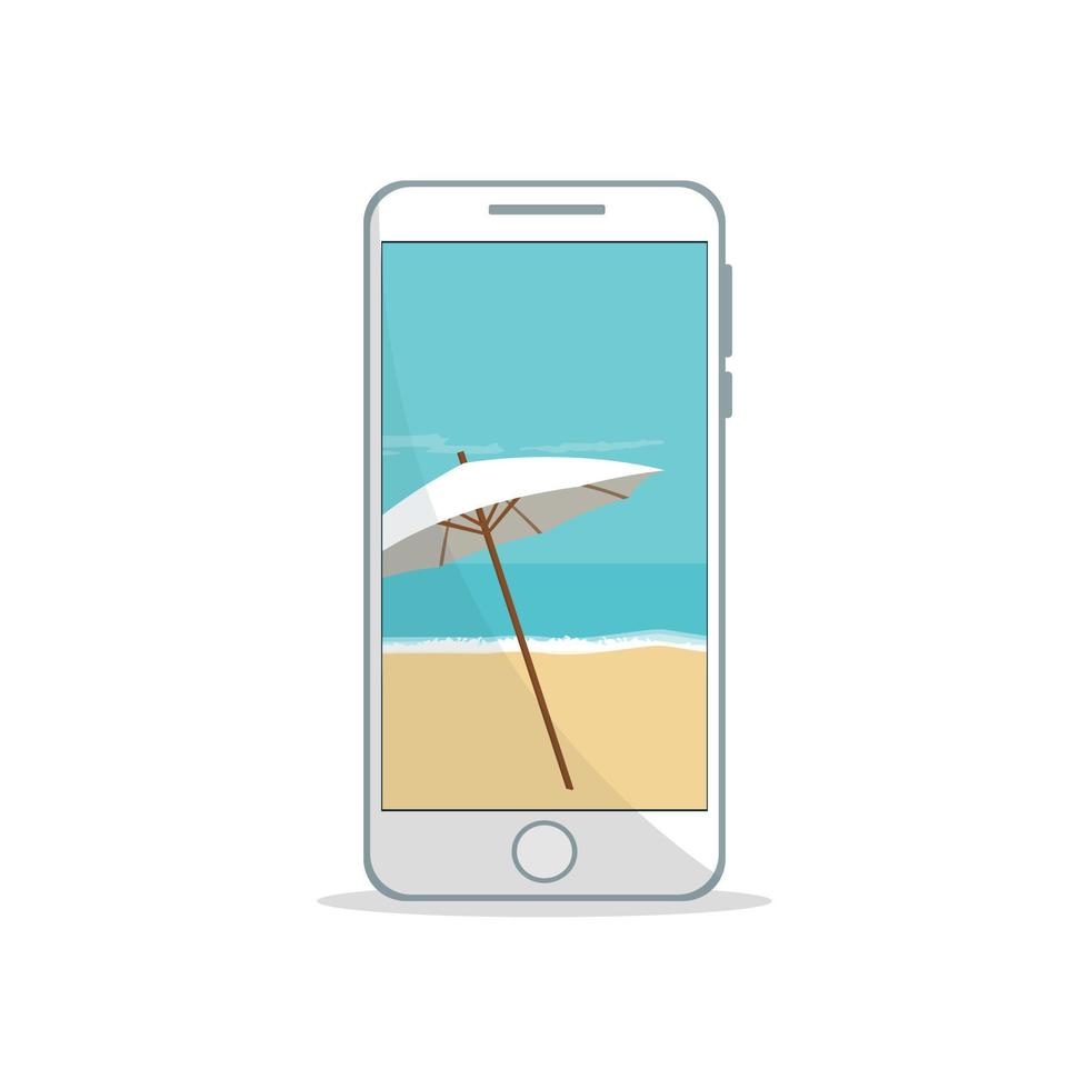 diseño de teléfono celular con papel tapiz de verano vector