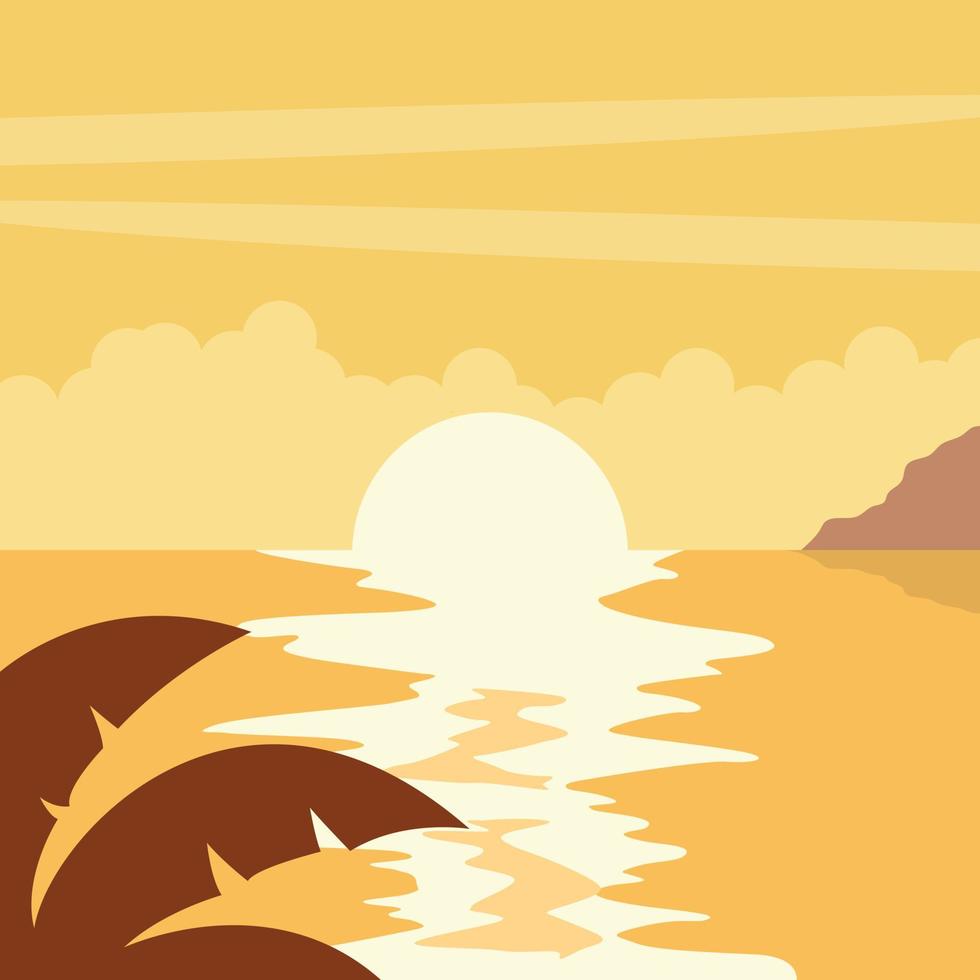 hermoso diseño de puesta de sol en el vector de playa