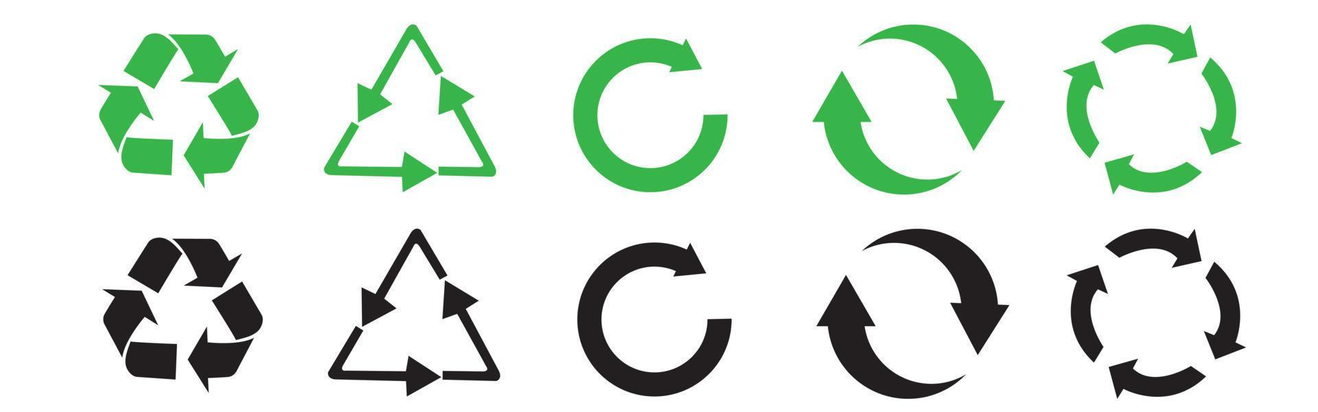 conjunto de icono de reciclaje. reciclar símbolo de reciclaje. ilustración vectorial. aislado sobre fondo blanco. vector