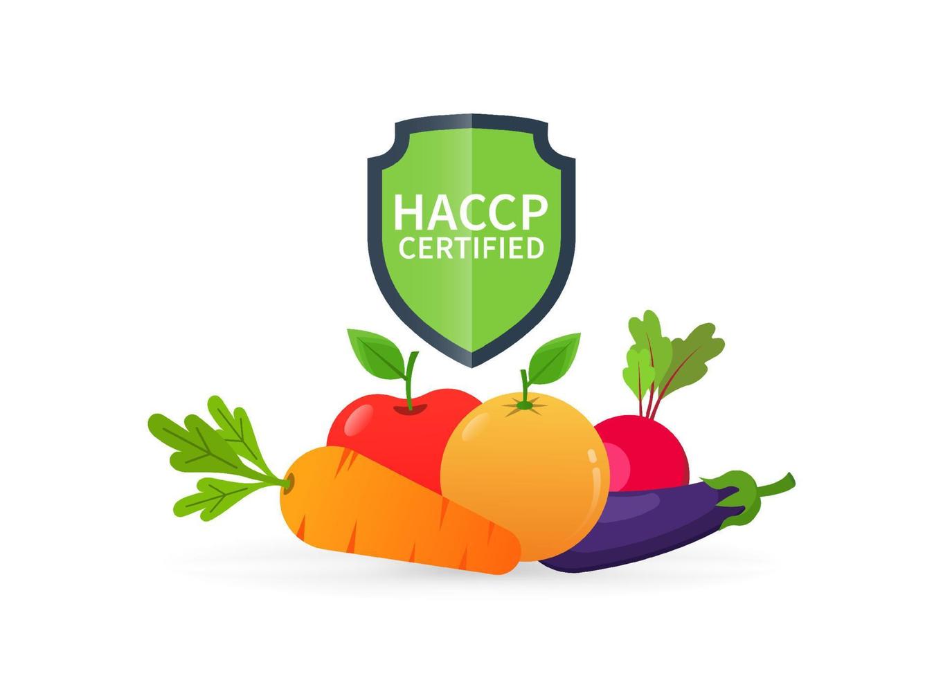 HACCP certified concept for fruit and vegetables products vector illustration