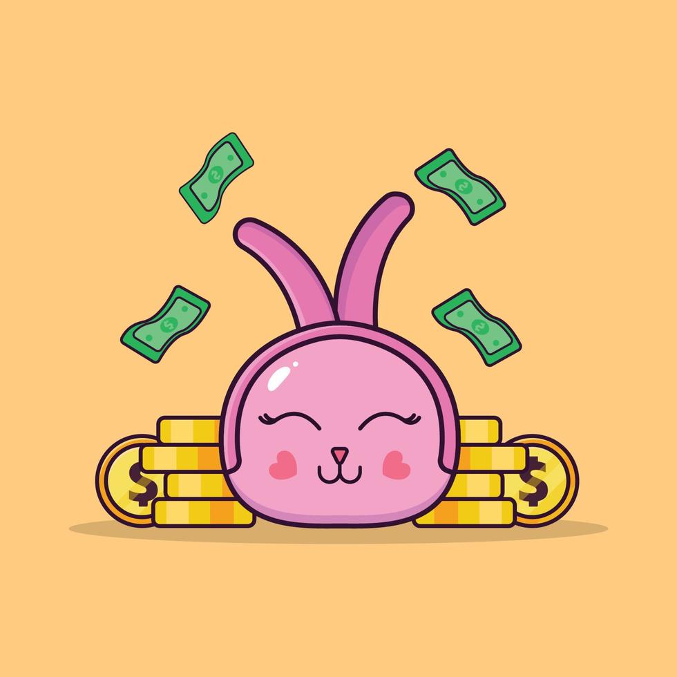 cute wallet money cartoon character illustration vector