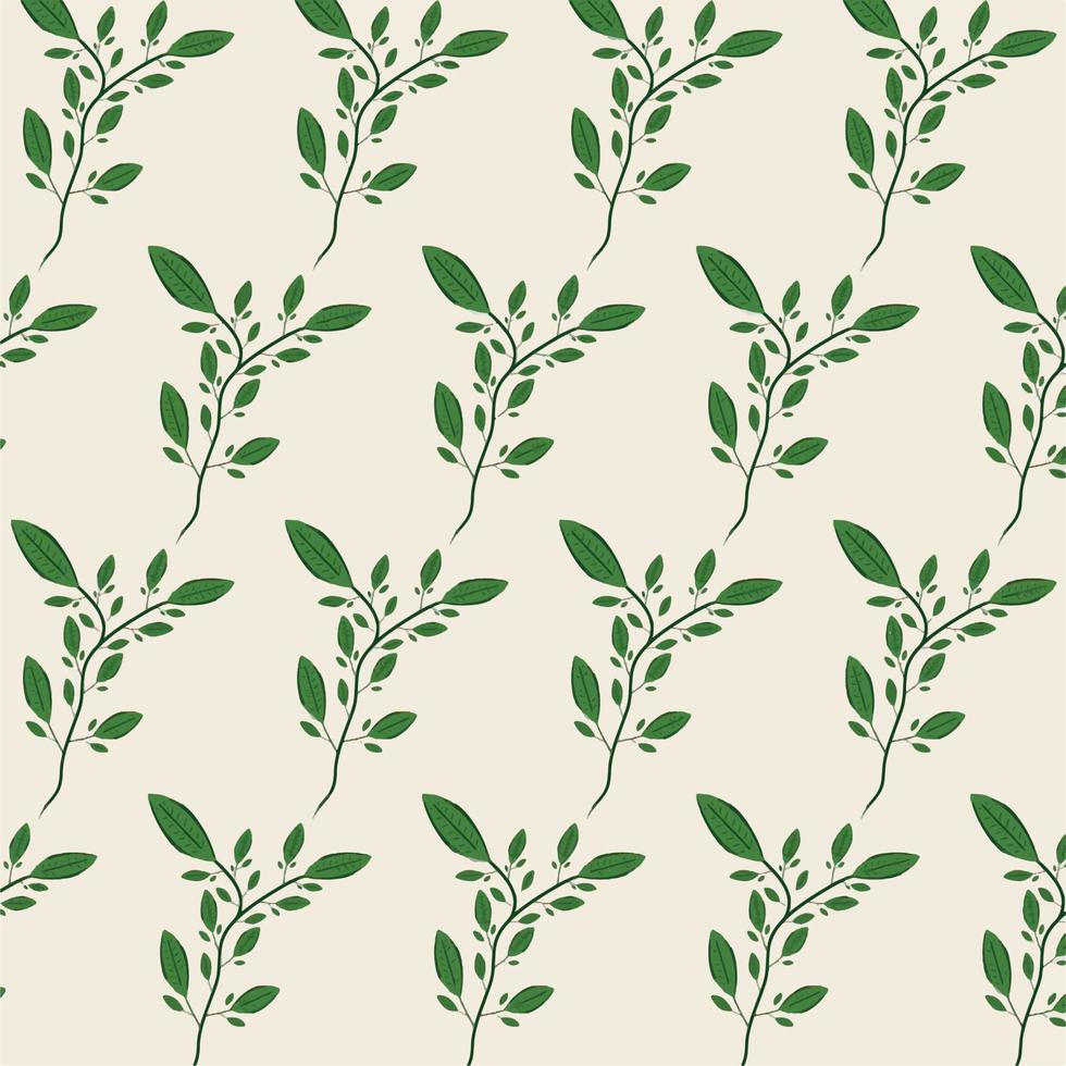 hand drawn water color green leaves branch pattern botanical plant floral background vector illustration