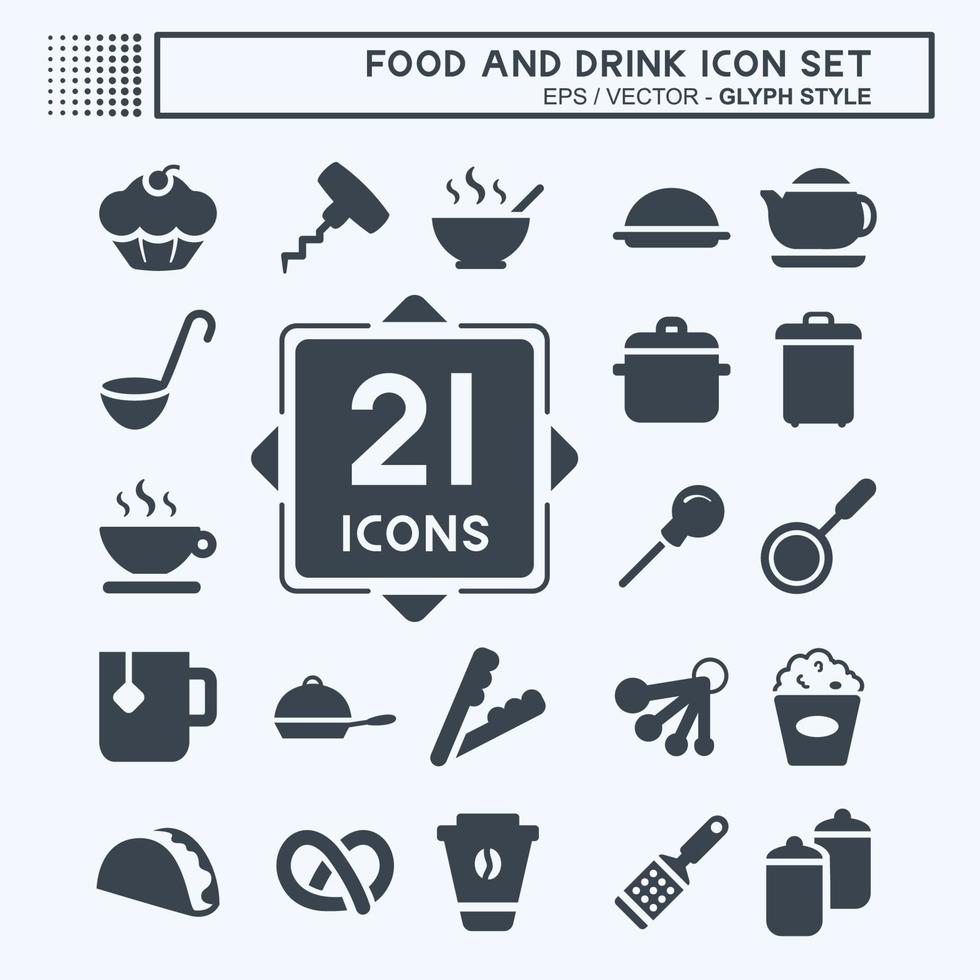 Icon Set Food and Drink - Glyph Style vector