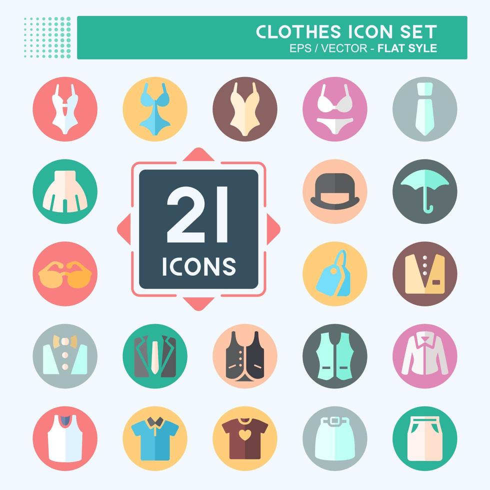 conjunto de iconos de ropa - estilo plano, ilustración simple, trazo editable vector