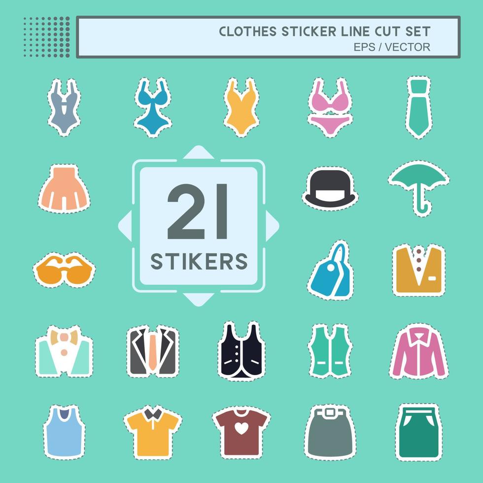 Sticker Set Clothes - Line Cut,Simple illustration,Editable stroke vector