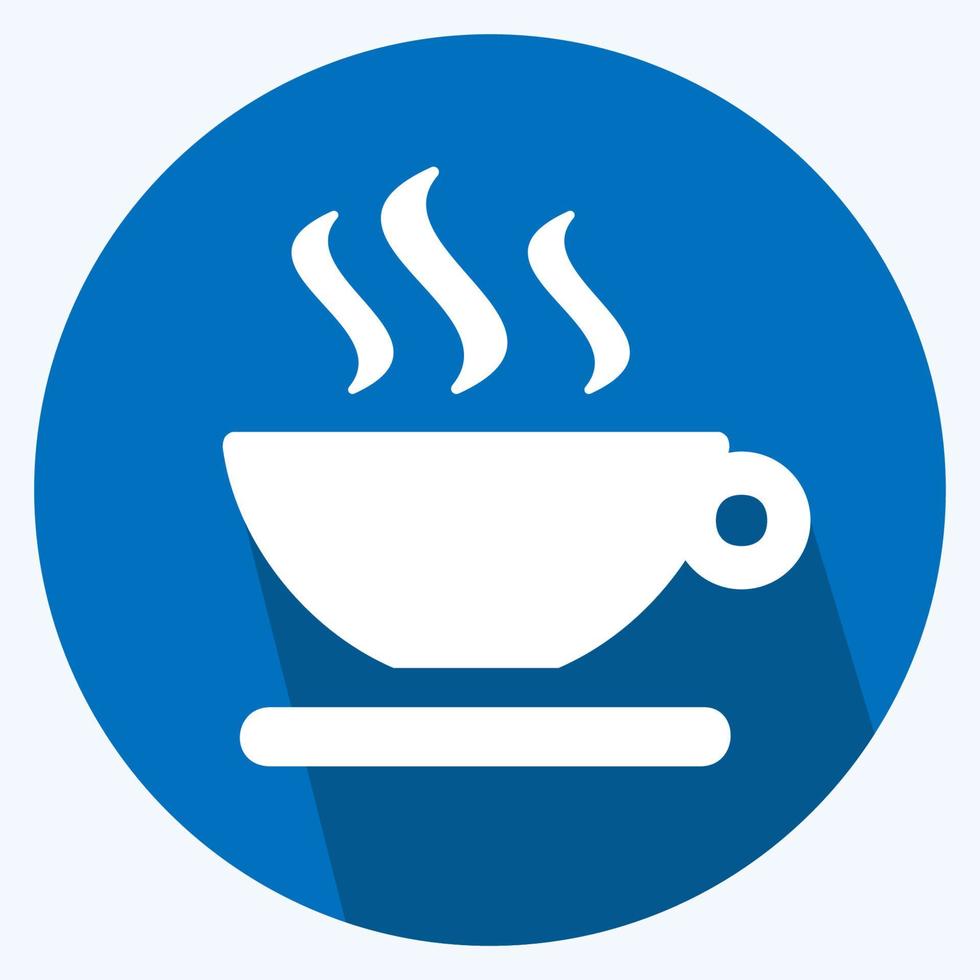 icono de té caliente - estilo de sombra larga - ilustración simple, trazo editable. vector