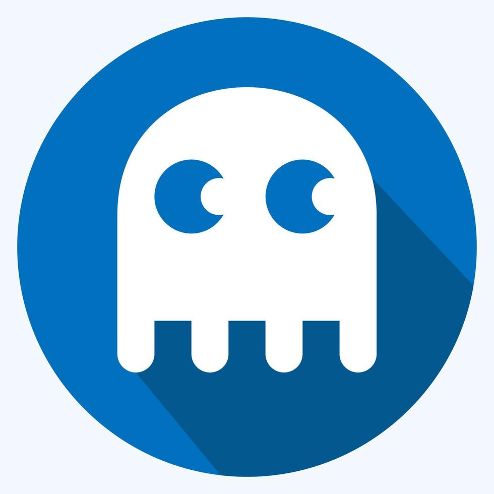 Icon Ghost - Long Shadow Style,Simple illustration,Editable stroke vector