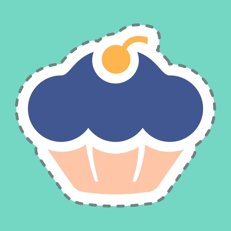 Sticker Muffin - Line Cut - Simple illustration, Editable stroke. vector