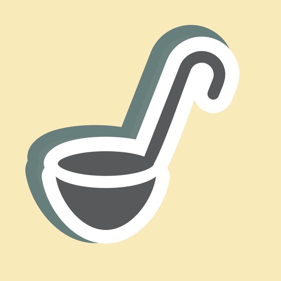 cuchara de sopa de pegatina - ilustración simple, trazo editable. vector