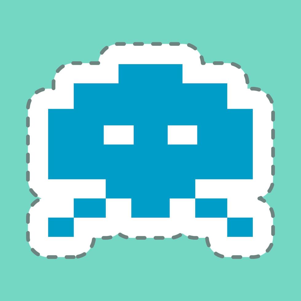 Sticker Alien Invader - Line Cut,Simple illustration,Editable stroke vector