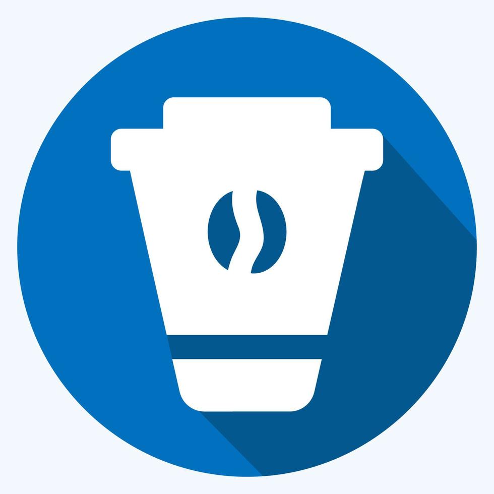 Icon Coffee - Long Shadow Style - Simple illustration, Editable stroke. vector