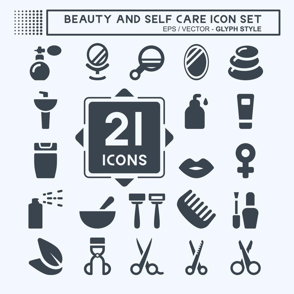 conjunto de iconos de belleza y cuidado personal - estilo de glifo vector