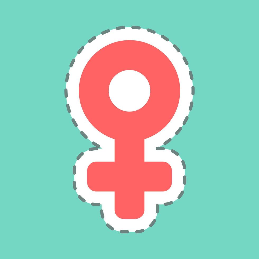 Sticker Female - Line Cut - Simple illustration, Editable stroke. vector